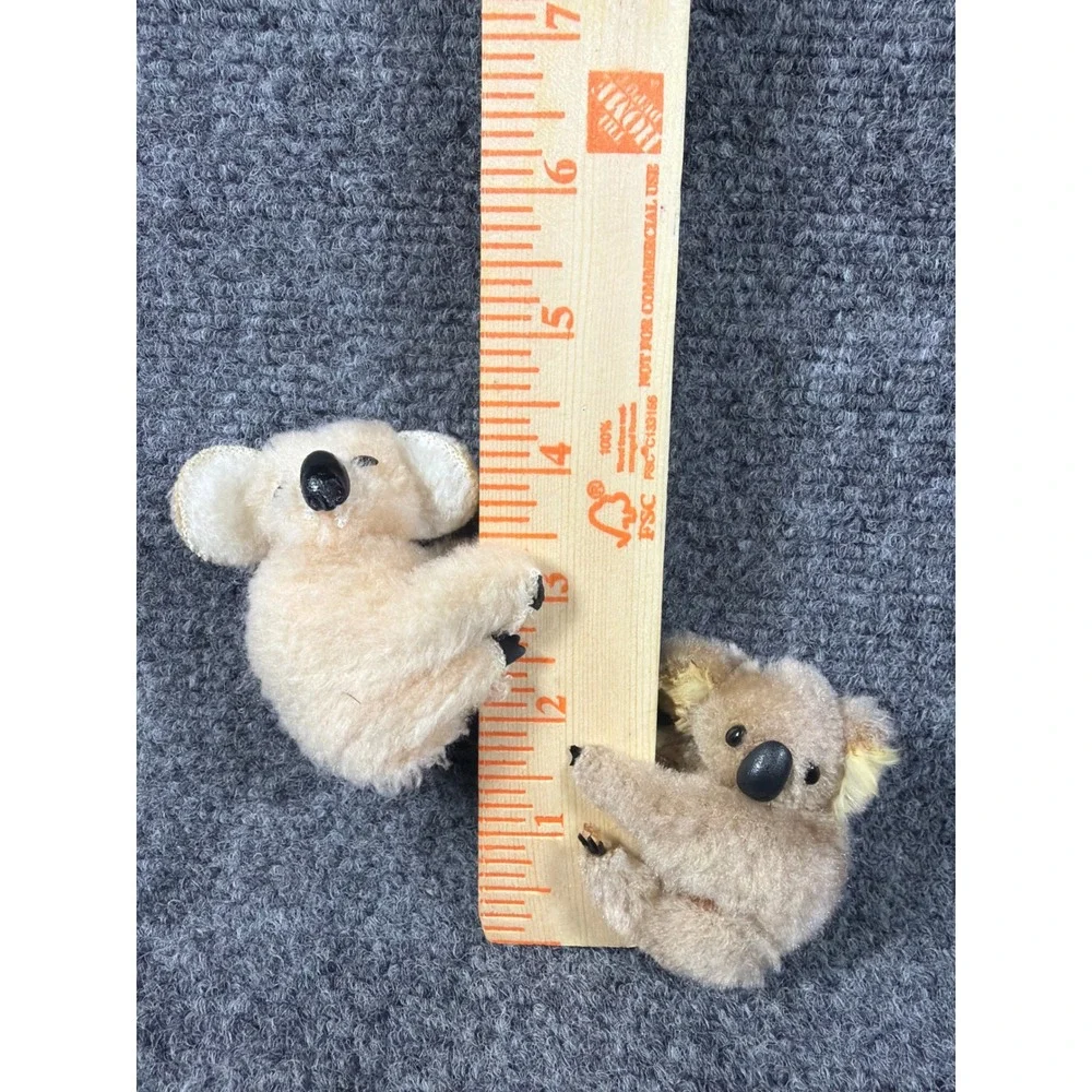 Vintage 1980s Koala Clip On Plush Toy Set of 2 Retro Fuzzy Pencil Huggers